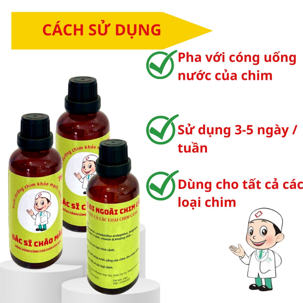 Thuốc Trị Đi Ngoài, đau bụng, chim đi phân ướt, phân nát , mùi hôi - Chim Cảnh BSCM