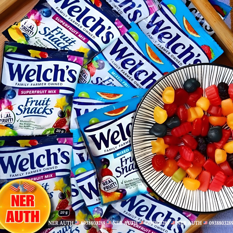 Kẹo Dẻo Dinh Dưỡng Trái Cây Tươi Welch’s Mixed Fruit Snacks thùng 2Kg 90 gói