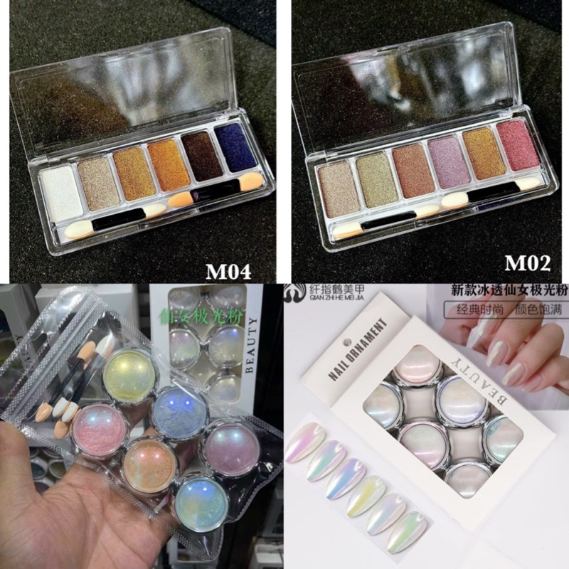 Tráng Gương 6 Ô Nhiều Màu Làm Nail