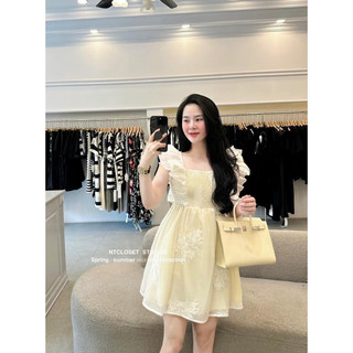 Đầm hoa tay cánh tiên bảng nhún xinh xắn hàng QC