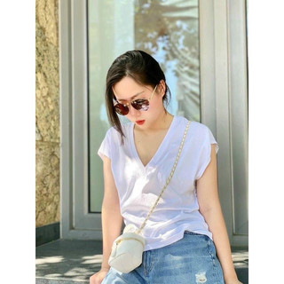 Áo phông zra nữ cổ tim tay hến basic