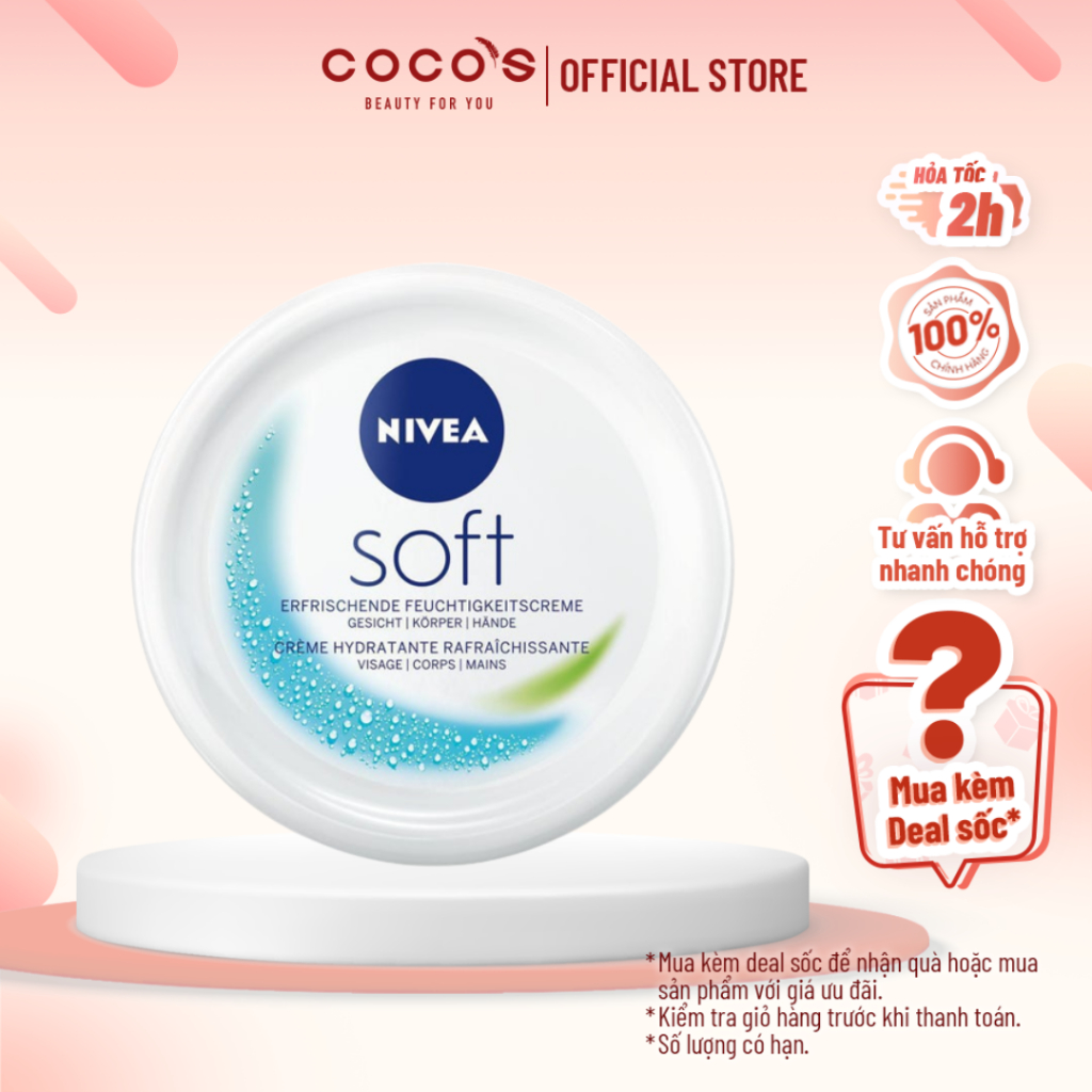 Kem Dưỡng Ẩm Nivea Soft dùng cho mặt và toàn thân 200ml/50ml