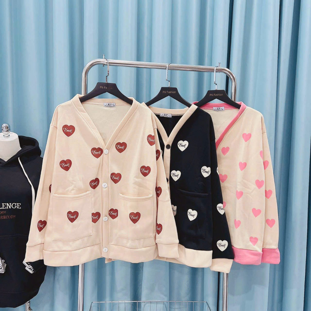 Áo Khoác Nỉ Nữ Phối Dáng Đẹp Chất Liệu Vải Dày Dặn Có Hình Trái Tim Cute Túi Gọn Áo Đẹp Hàng Hot Trend