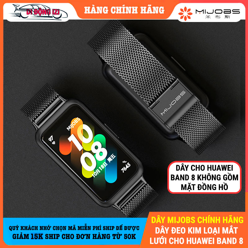 Dây Đeo Kim Loại Mắt Lưới Cho Huawei Band 8 - Mijobs Chính Hãng - Chất Lượng Tiêu Chuẩn, Màu Sắc Bắt Mắt