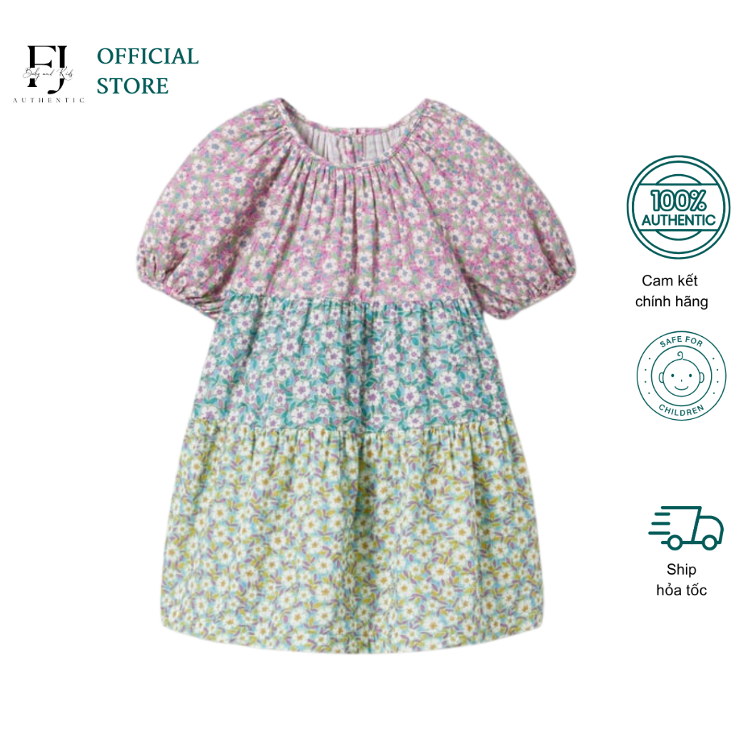 Váy babydoll hoa nhí bé gái ZARA đầm ngắn tay chất liệu cotton chính hãng cho bé 12 tháng đến 3 tuổi