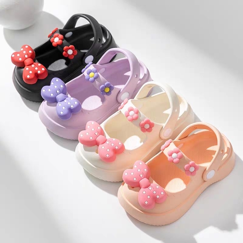 Dép sục NƠ CHẤM BI cho bé gái siêu đẹp, nhẹ mềm- LÙI 1 SIZE