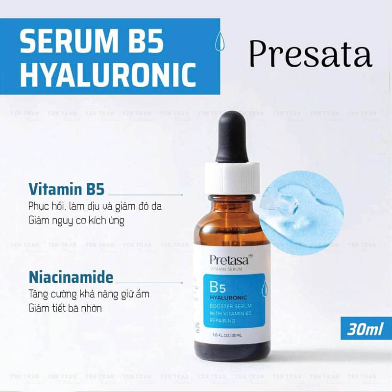 Serum PRETASA B5 Hyaluronic Serum Dưỡng Ẩm, Phục Hồi Da, Làm Dịu Da 30ml