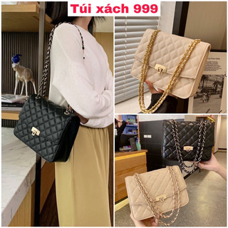Túi xách nữ công sở CK ô trần trám cở lớn size 25cm khoá gập nhiều ngăn lót da túi đeo chéo đeo vai dây xích
