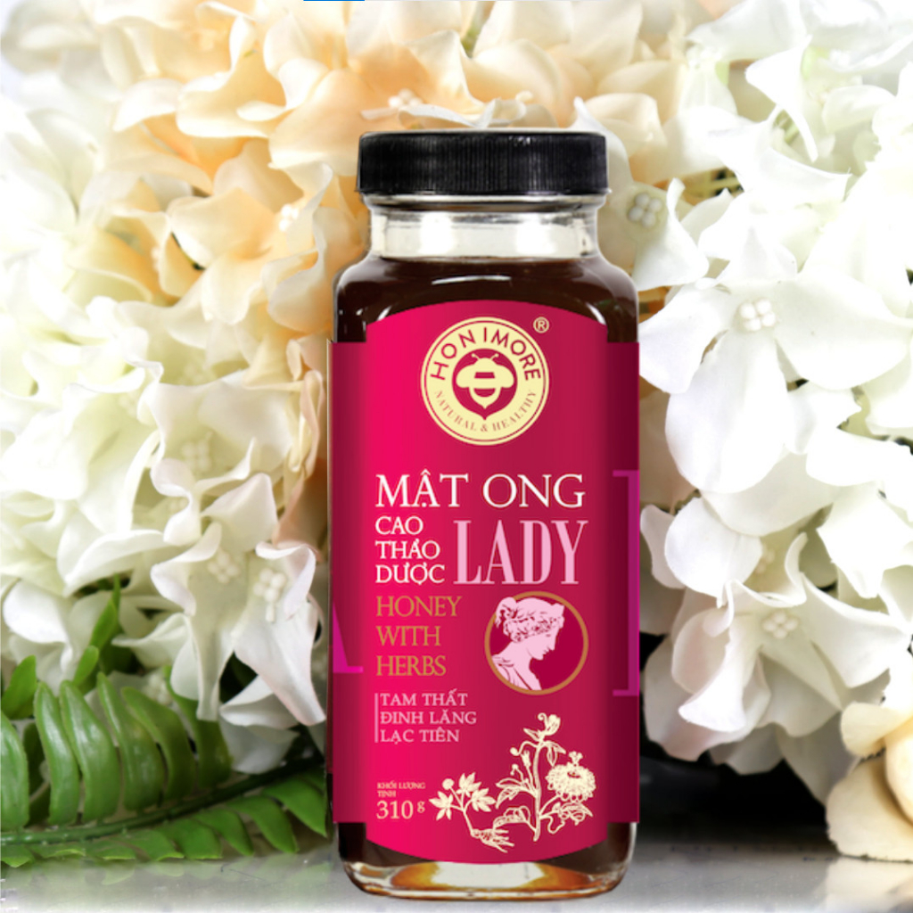 Combo Mật ong cao thảo dược Lady Honimore 310g/chai tặng 1 Chai mật ong nguyên chất Honimore 360g/chai