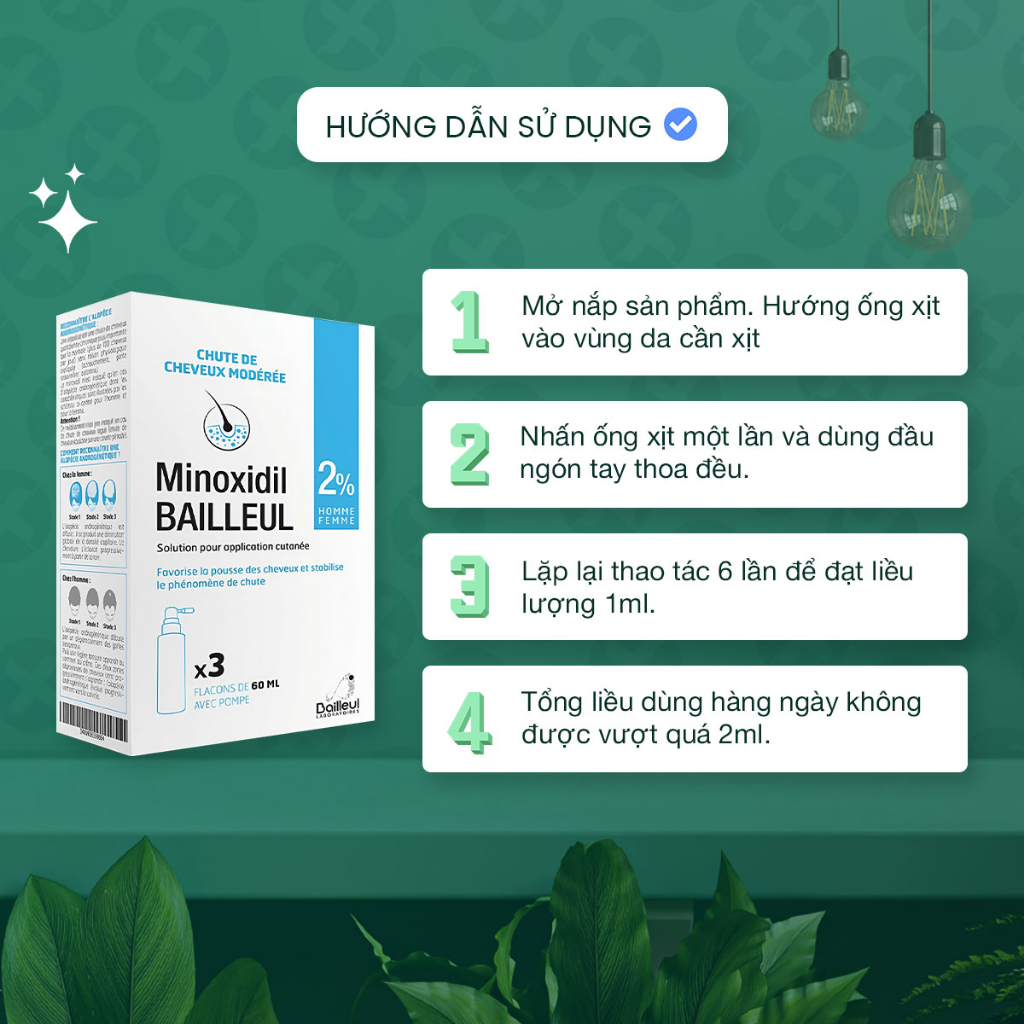 Xịt Mọc Tóc Minoxidil Bailleul 2% Nhập Khẩu Pháp