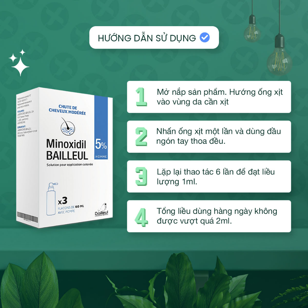 Xịt Mọc Tóc Minoxidil Bailleul 2%, 5% Nhập Khẩu Pháp, Kích Thích Mọc Tóc Và Giảm Rụng Tóc