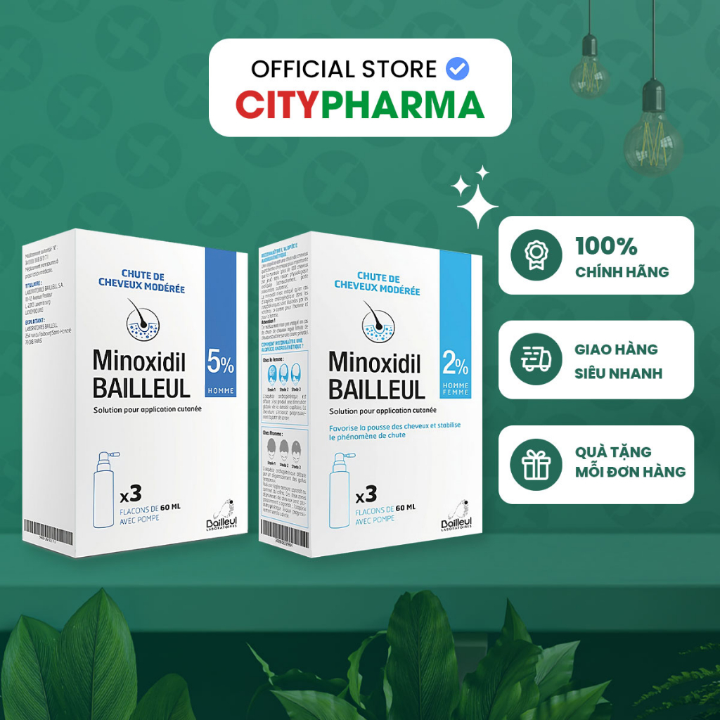 Xịt Mọc Tóc Minoxidil Bailleul 2%, 5% Nhập Khẩu Pháp, Kích Thích Mọc Tóc Và Giảm Rụng Tóc