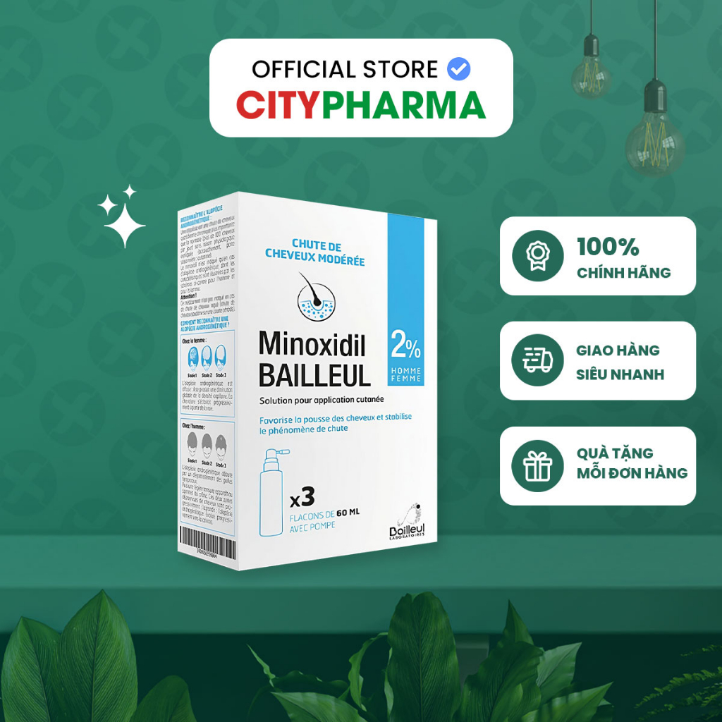 Xịt Mọc Tóc Minoxidil Bailleul 2% Nhập Khẩu Pháp, Kích Thích Mọc Tóc Và Giảm Rụng Tóc Từ City Pharma
