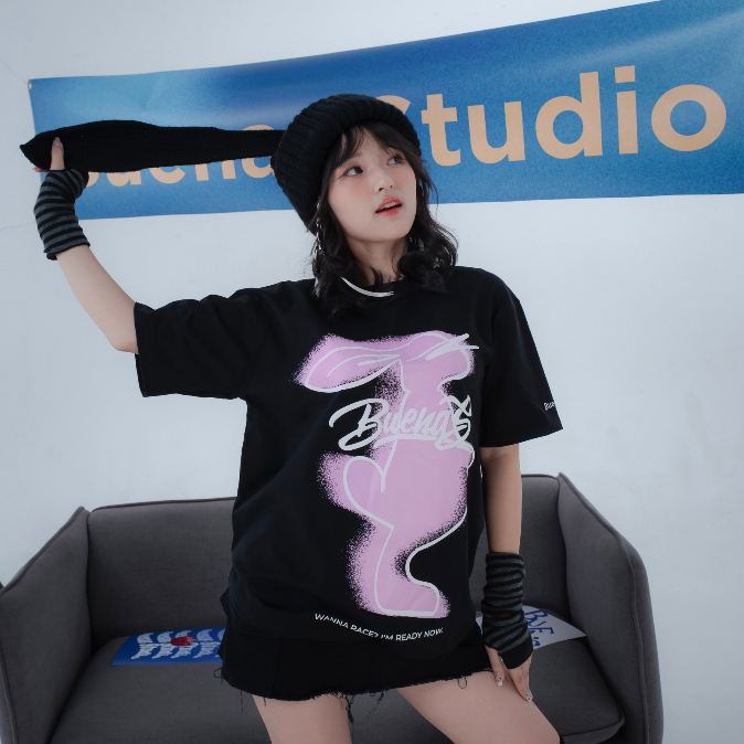 Áo thun local brand oversize unisex hình in charm chữ nổi BUENAS - BRT03