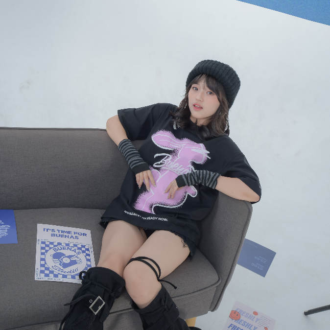 Áo thun local brand oversize unisex hình in charm chữ nổi BUENAS - BRT03