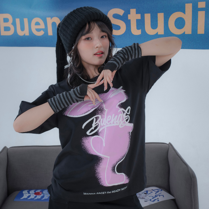 Áo thun local brand oversize unisex hình in charm chữ nổi BUENAS - BRT03