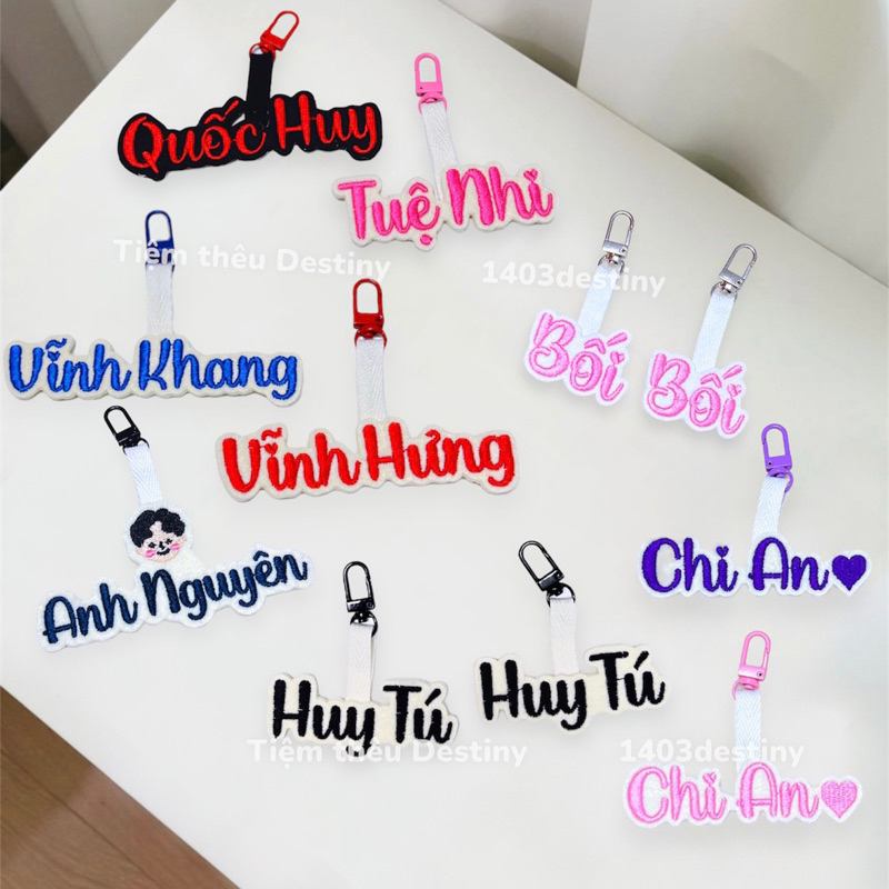 🌸 Móc khoá thêu tên basic  Loại dày 4 lớp