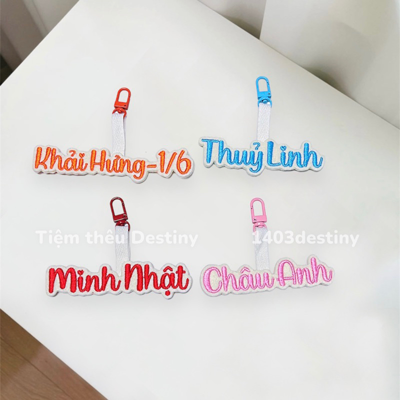 🌸 Móc khoá thêu tên basic  Loại dày 4 lớp