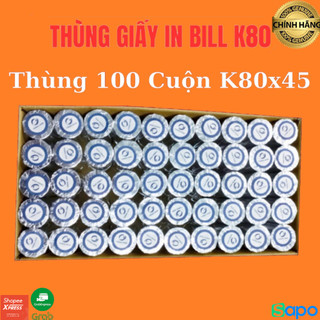 Giấy in bill k80x45 giấy in hóa đơn k80 giấy nhiệt 80mm bọc bạc dán tem k80*45 phiếu tính tiền tem xanh