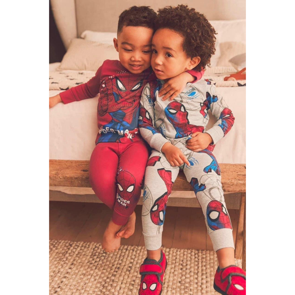 Combo 2 Bộ Đồ Nhện Đỏ, Xám Siêu Nhân Dài Tay Chất Cotton Siêu Xịn Cho Bé Trai