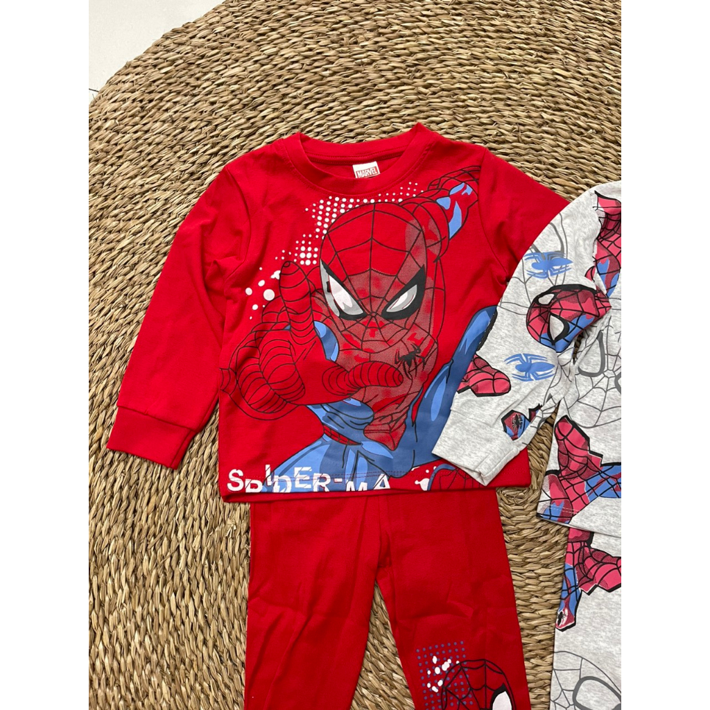Combo 2 Bộ Đồ Nhện Đỏ, Xám Siêu Nhân Dài Tay Chất Cotton Siêu Xịn Cho Bé Trai