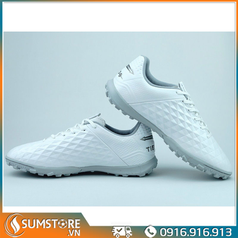 Giày Đá Banh Tiempo Trắng Bạc Cao Cấp 2022 - Giày Bóng Đá Mới Đẹp
