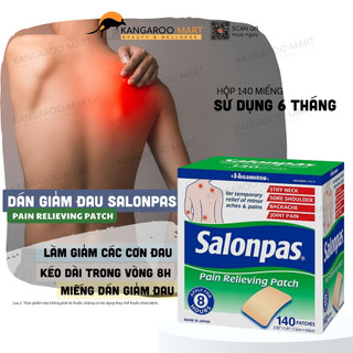 Miếng dán giảm đau nhức Salonpas chuẩn Mỹ, hộp 140 miếng