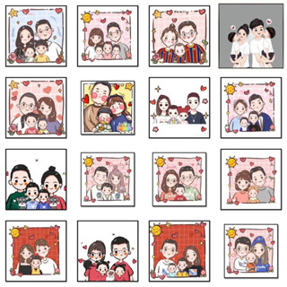 Bộ tranh đính đá 5D tự làm họa tiết hình gia đình size 30*30cm