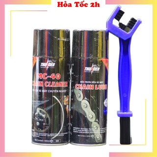 Bộ combo bôi trơn dưỡng sên thunder 400ml, vệ sinh sên mc-40 400ml, có bàn chải sên chuyên nghiệp