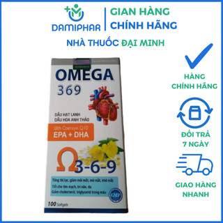 Omega 369 dầu hạt lanh dầu hoa anh thảo coenzym q10 epa + dha lọ 100 viên
