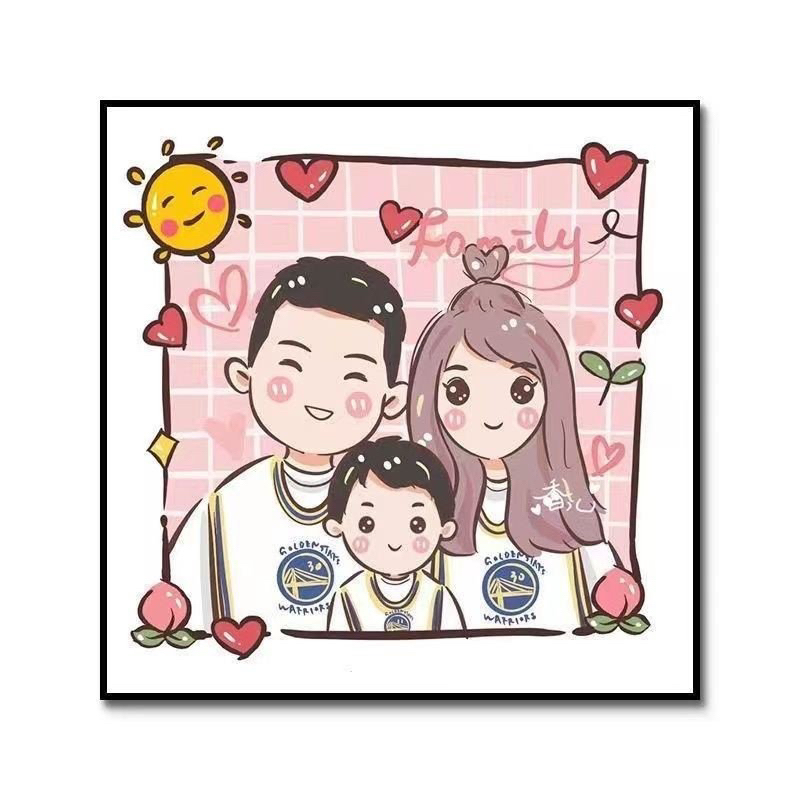 Bộ tranh đính đá 5D tự làm họa tiết hình gia đình size 30*30cm