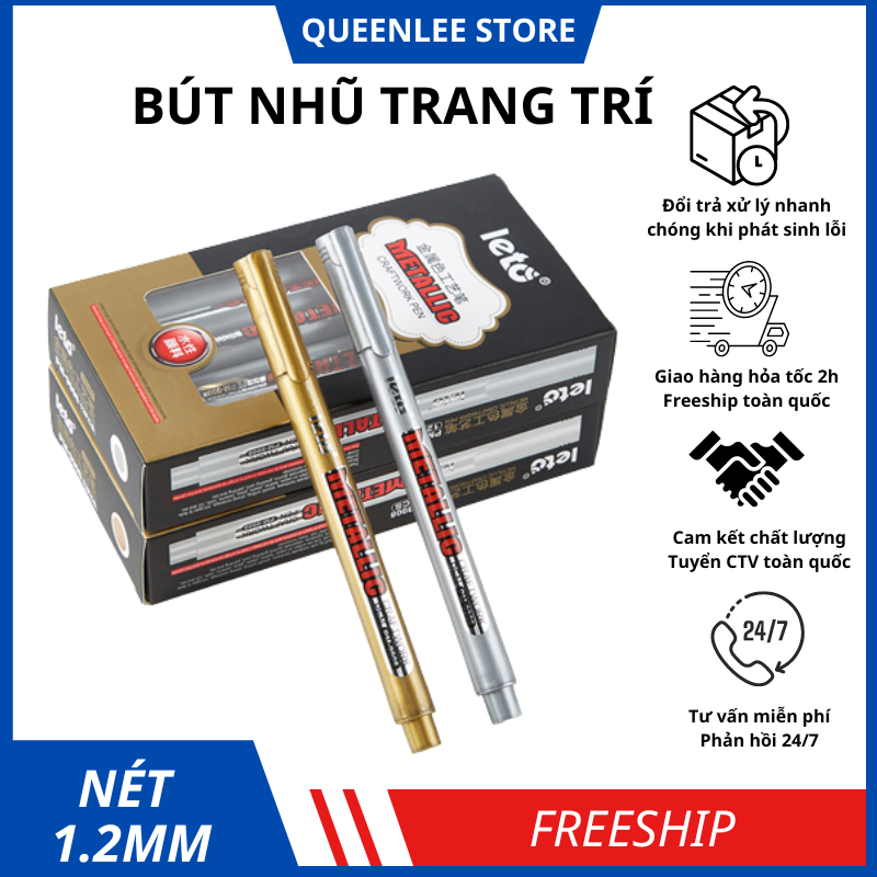 Bút Nhũ Viết Lưu Bút, Tranh Trí Thiệp Nhũ Bạc, Nhũ Vàng QueenLee Store