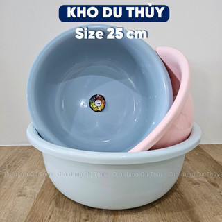 Thau nhựa tròn màu pastel sang trọng size nhỏ 25 cm nhựa PP chính phẩm - Gia dụng Du Thủy - thau Top Tý Liên