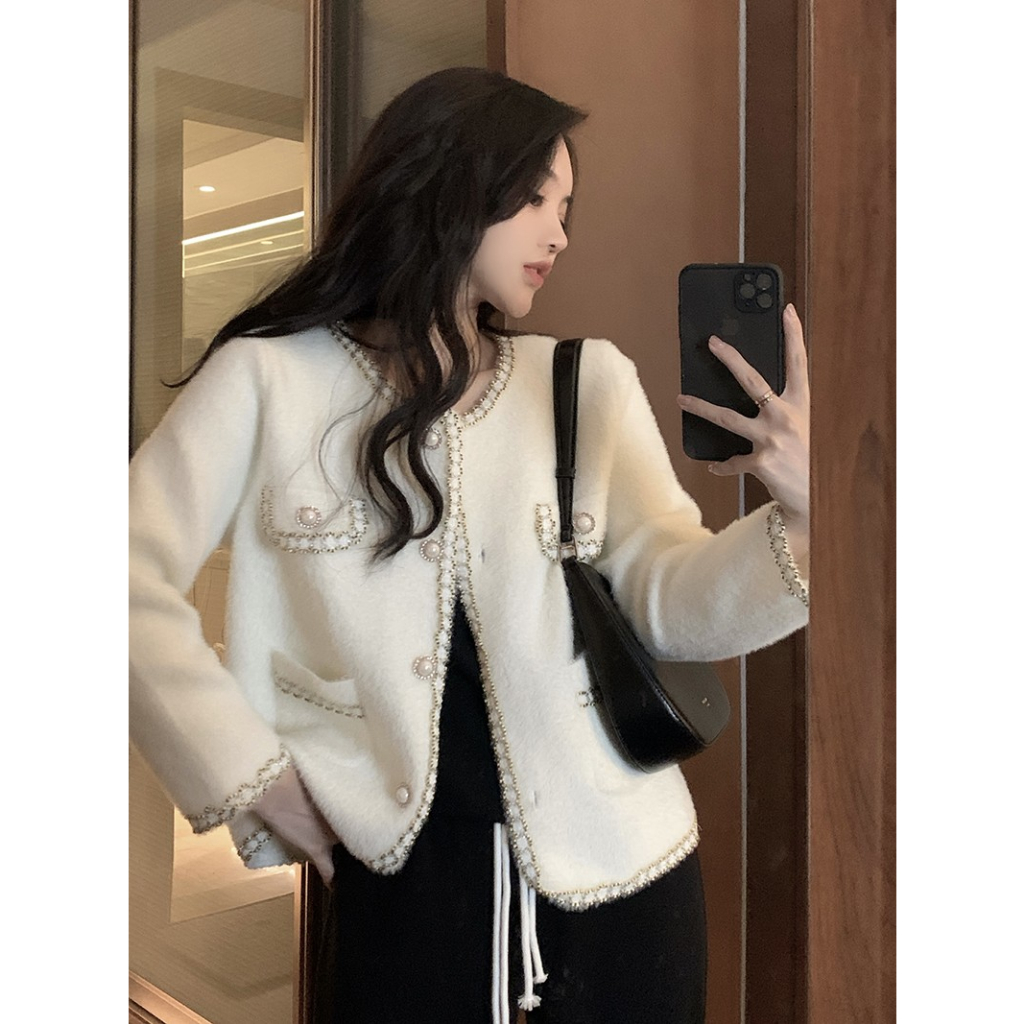 Áo khoác len lông thỏ nữ tính dịu dàng Forly áo cardigan trơn FG039 | BigBuy360 - bigbuy360.vn