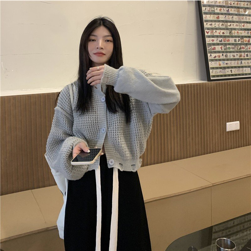 Áo khoác len Forly dáng croptop phối viền xẻ FG191