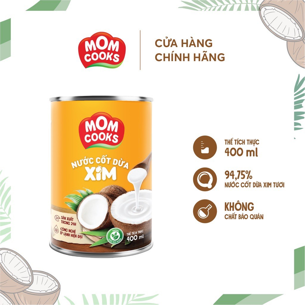 Thùng 24 Lon Nước Cốt Dừa Tươi Cocoxim 400ml,MOM COOKS-TUH