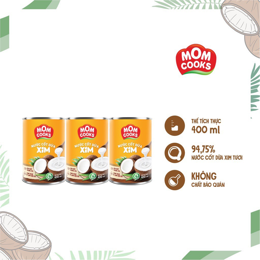 Thùng 24 Lon Nước Cốt Dừa Tươi Cocoxim 400ml,MOM COOKS-TUH