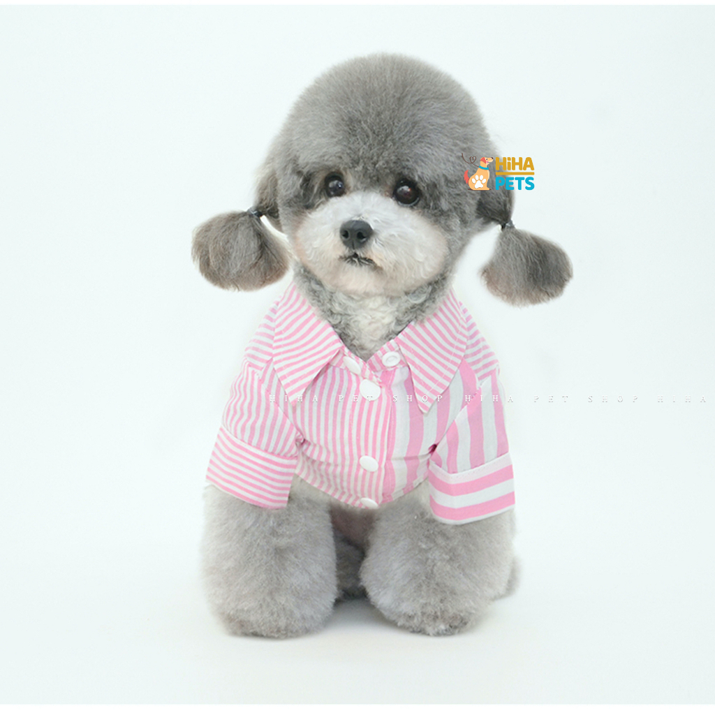 Áo Sơ Mi Sọc Hàn Quốc Cho Chó Mèo Thời Trang Quần Áo Thú Cưng Thiết Kế Cao Cấp Hiha Pets