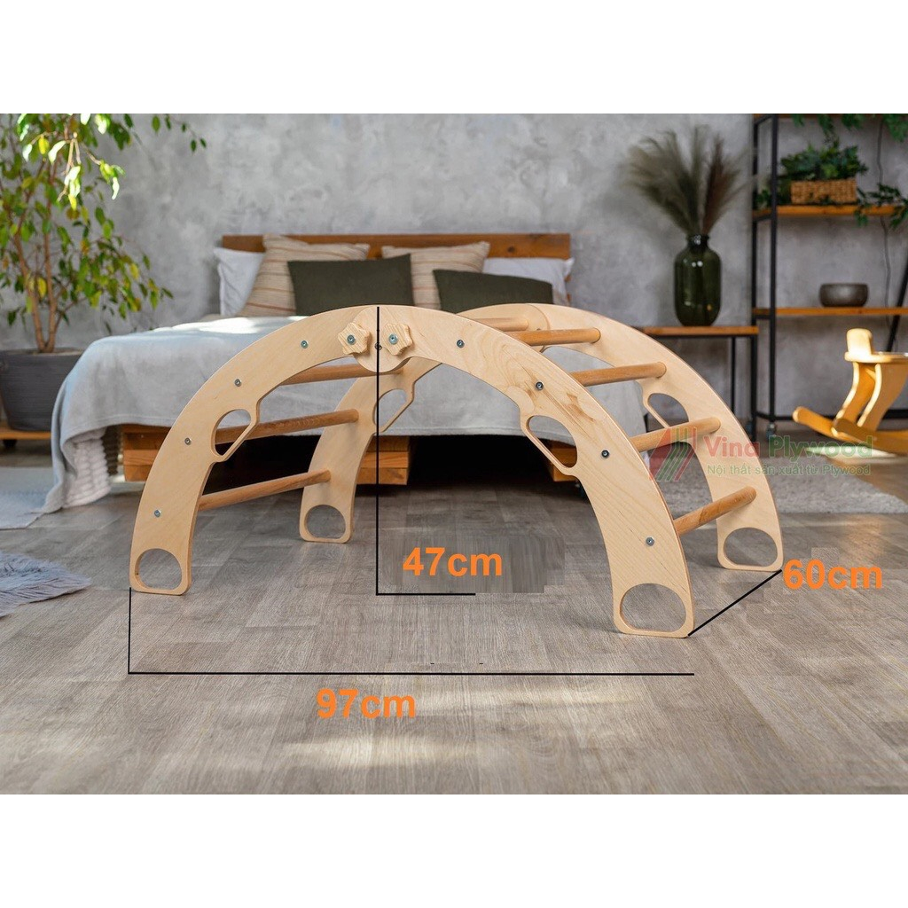Bộ thang vân động montessori 5 chi tiết, sản xuất bằng plywood phủ melamin an toàn vơi trẻ em