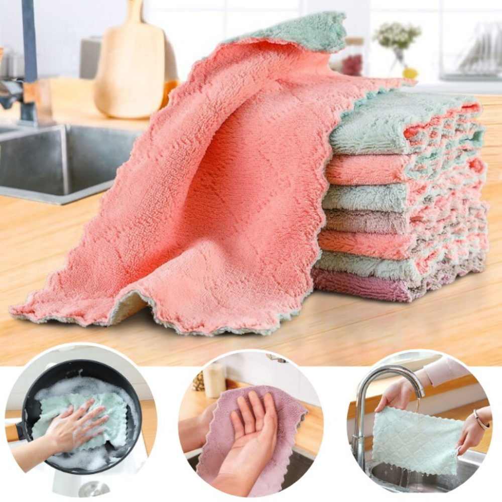 Khăn lau tay, lau bếp 2 mặt đa năng siêu mềm, thấm hút nước, giặt lại dễ dàng