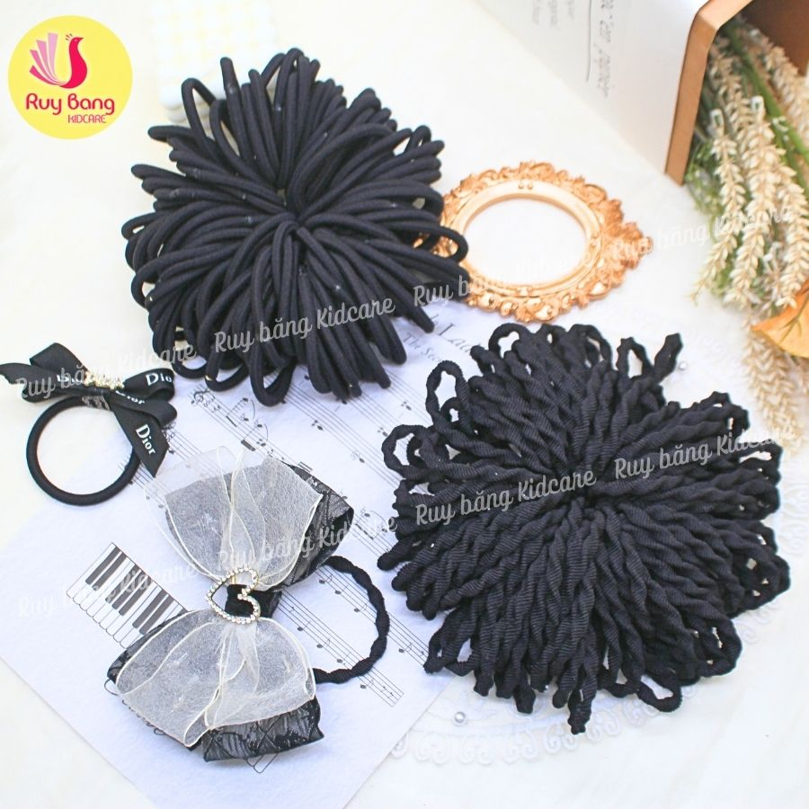 Chun buộc tóc đen - dây buộc tóc tròn trơn