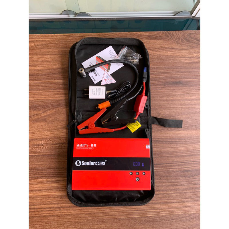 Kích bình ắc quy Kèm bơm lốp ô tô, xe máy SOULOR. Có đèn pin và sạc dự phòng dung lượng 79800mah- 149800mah. BH 12 tháng