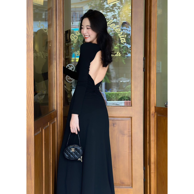 Đầm Body Dài - 12085 - Xoắn Lưng - Tay Dài