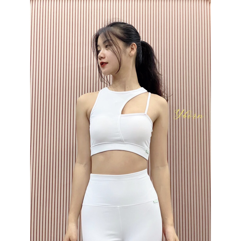 Bộ đồ tập yoga, gym, thể thao hiệu Yborn màu trắng
