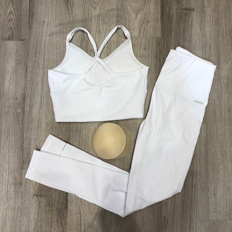 Bộ đồ tập yoga, gym, thể thao hiệu Yborn màu trắng