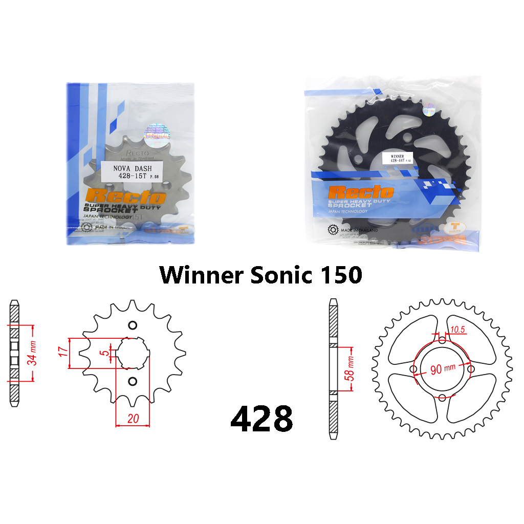 Nhông dĩa lẻ Recto Winner Sonic 150 chính hãng