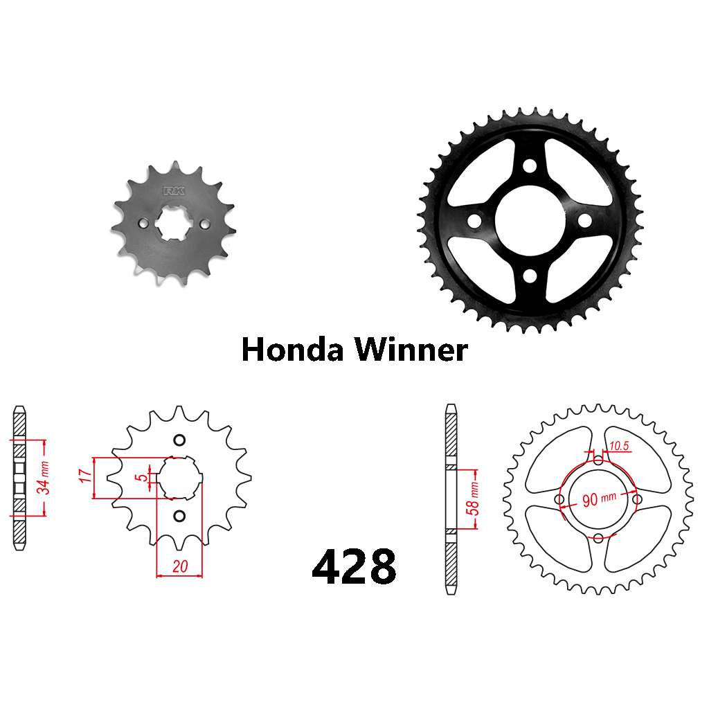 Nhông dĩa lẻ RK Honda Winner 150 chính hãng
