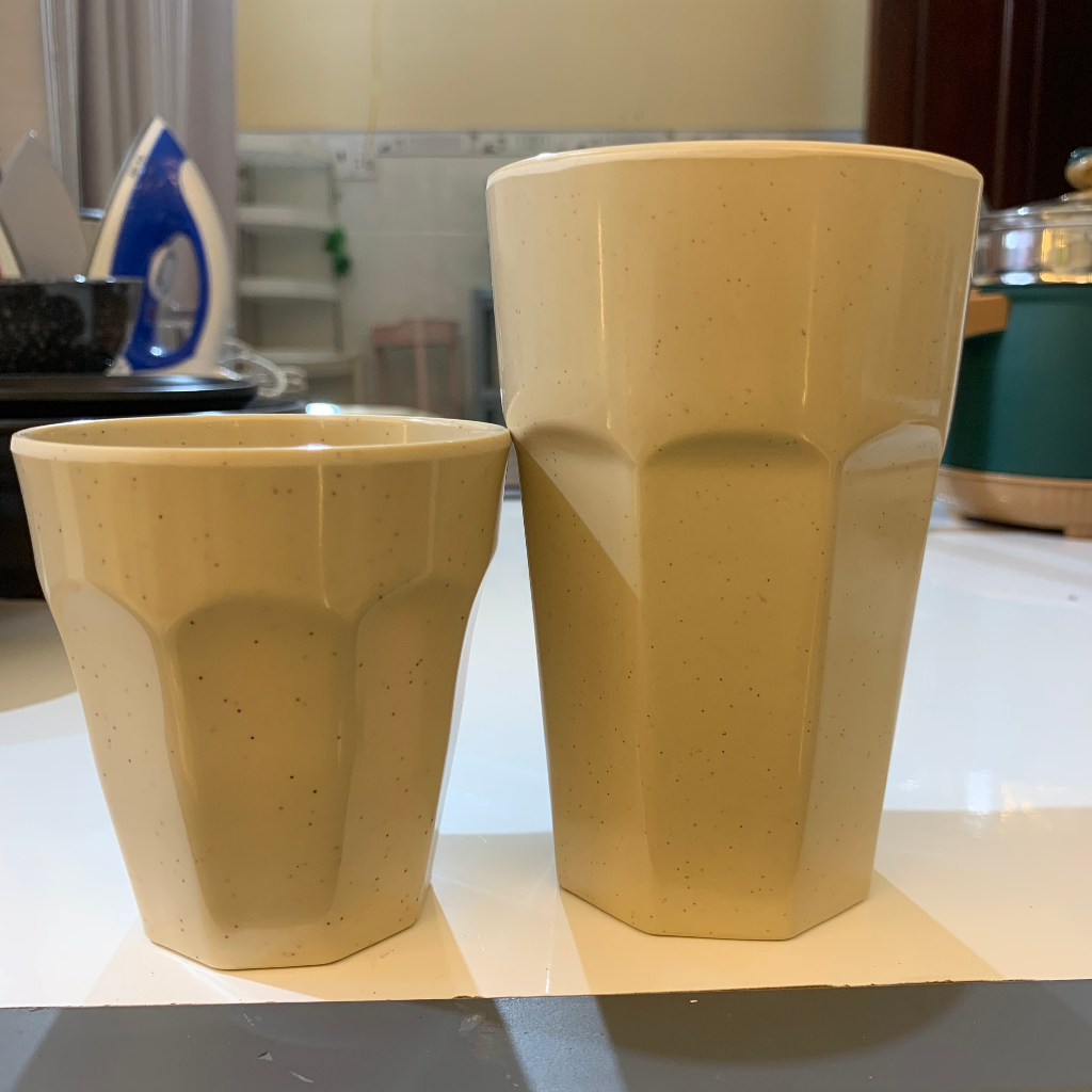 Ly Nhựa Melamine nhuthaco Vân Đá màu kem - màu xám - màu đen có 2 size