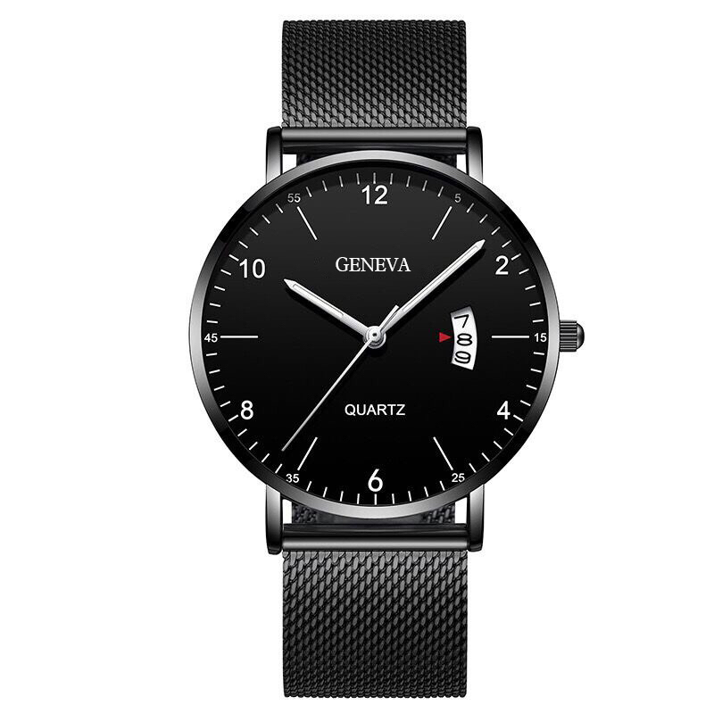 Đồng hồ GENEVA dây đeo thép không gỉ có hiển thị ngày thời trang doanh nhân cho nam