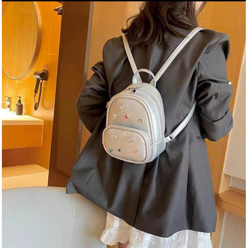Balo mini đính ngọc màu sắc thời trang xinh xắn